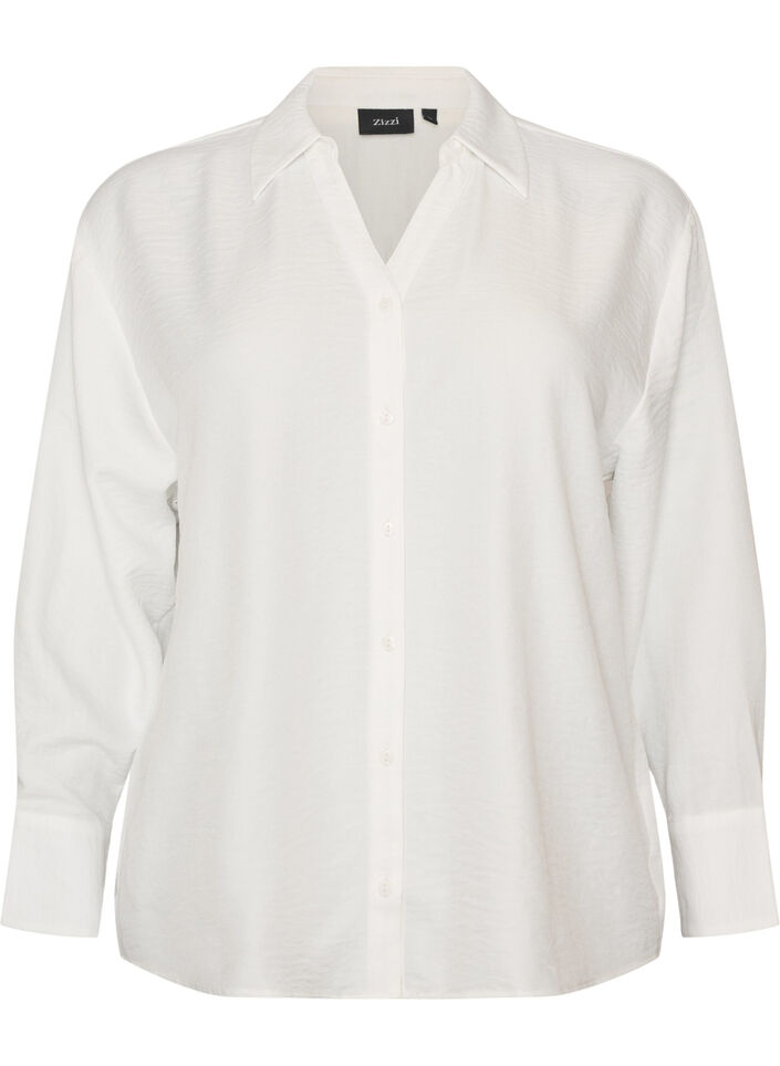 Losse shirt met V-hals, Wit, Packshot image number 0