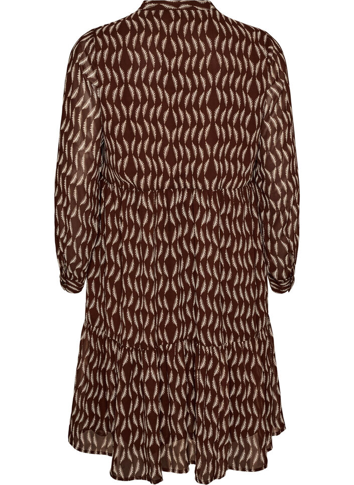 Robe &agrave; imprim&eacute; int&eacute;gral et volant superpos&eacute;, Marron, Packshot image number 1