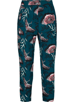 Pantalon de pyjama en viscose fleuri, Deep Teal Flower, Packshot image number 1