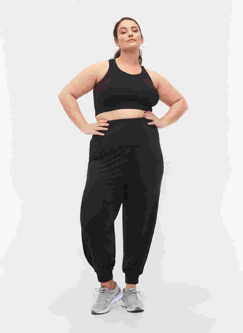 Pantalon de sport ample en viscose, Black, Model image number 0