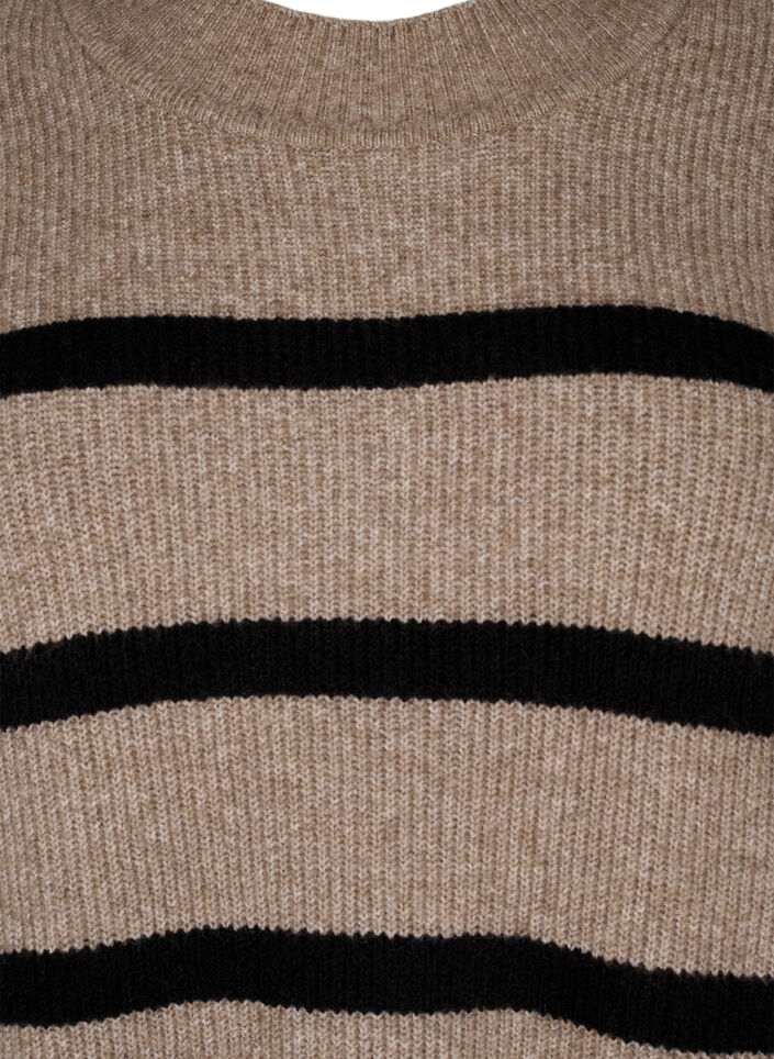 Robe tricotée manches longues à rayures, Desert Taupe Comb, Packshot image number 2