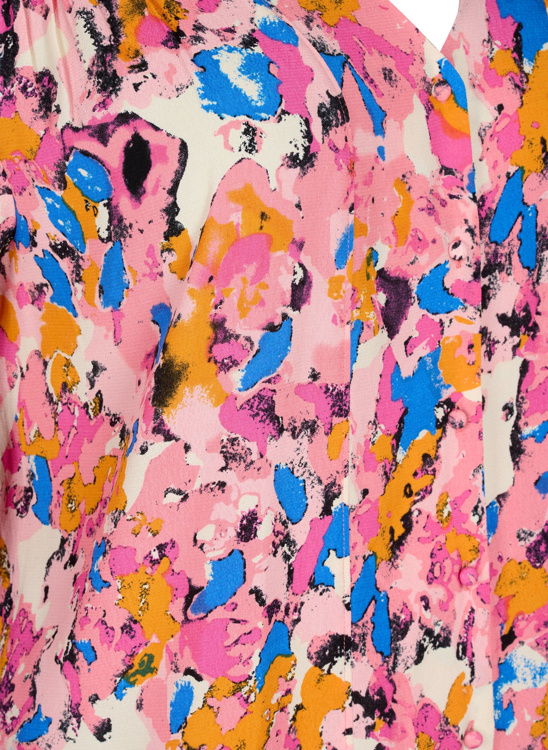 ZizziLang overhemd met opdruk in viscose, Rosebloom GraphicAOP, Packshot image number 2