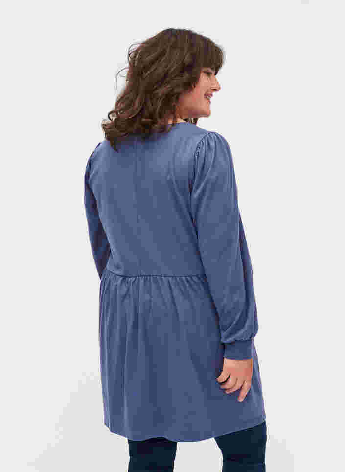 Zwangerschapstuniek met pofmouwen, Nightshadow Blue, Model image number 1