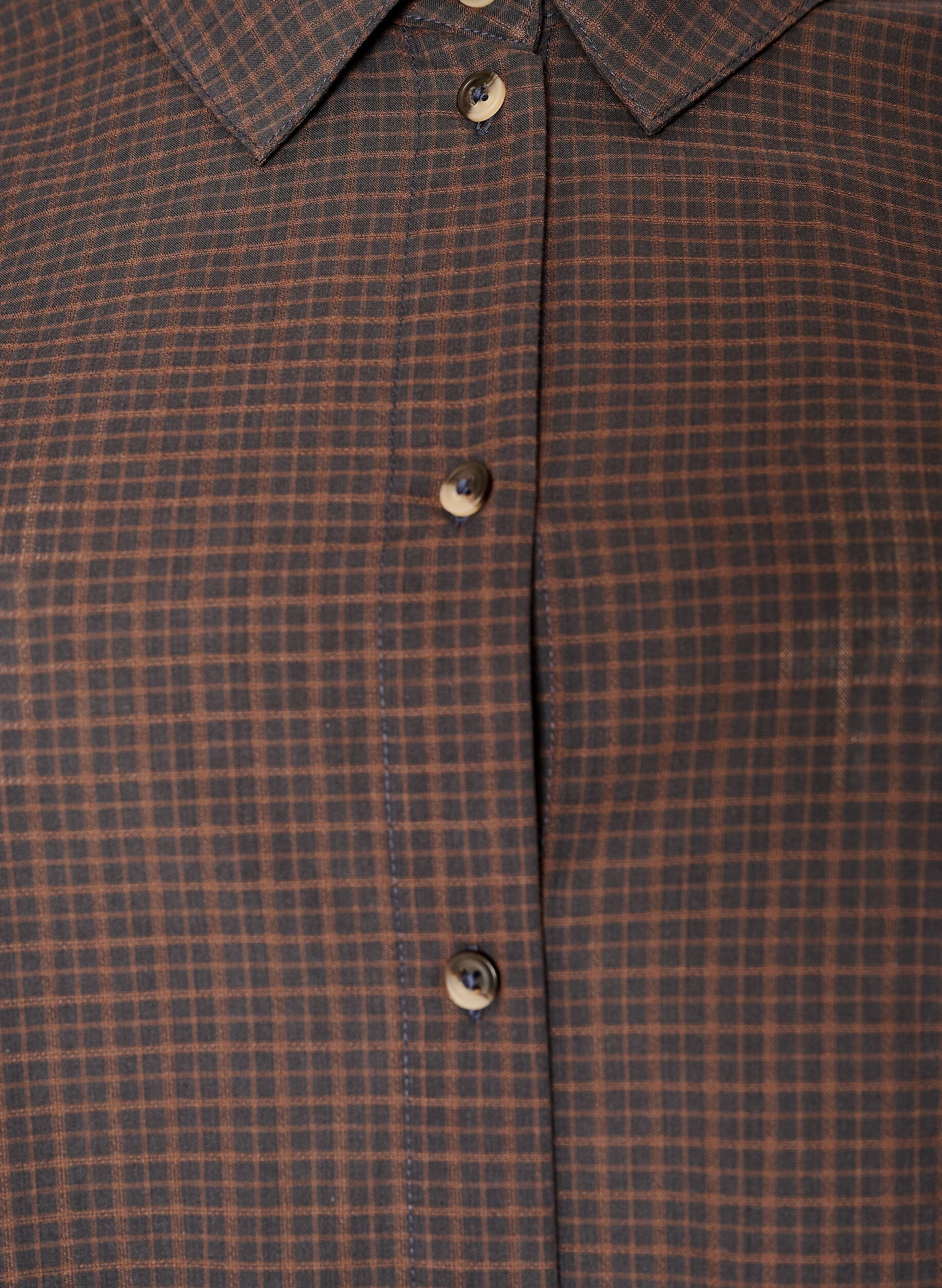 ZizziKatoenen overhemd met ruitpatroon, Bruin, Packshot image number 2