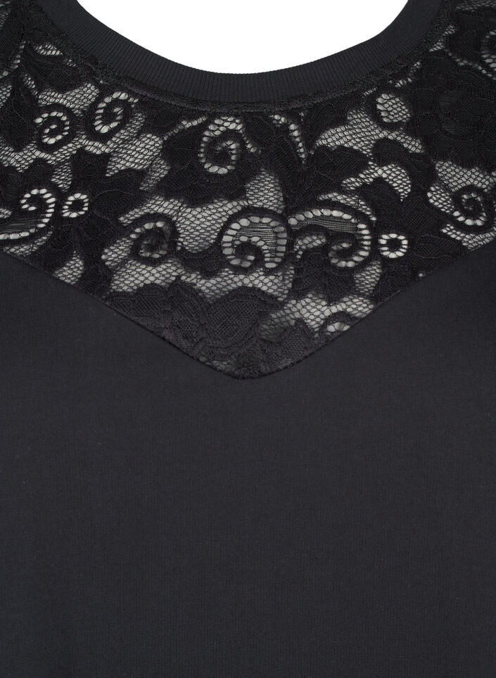 Sweatshirt met kanten details, Black, Packshot image number 2