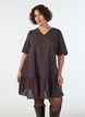 Robe courte &agrave; carreaux avec ourlet &agrave; volants, Marron, Model image number 0