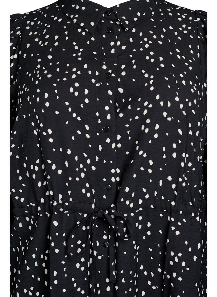 Robe chemise imprimée avec ceinture à nouer, Noir, Packshot image number 2
