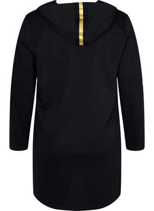 Lang sweatshirt met v-hals en capuchon, Black, Packshot image number 1