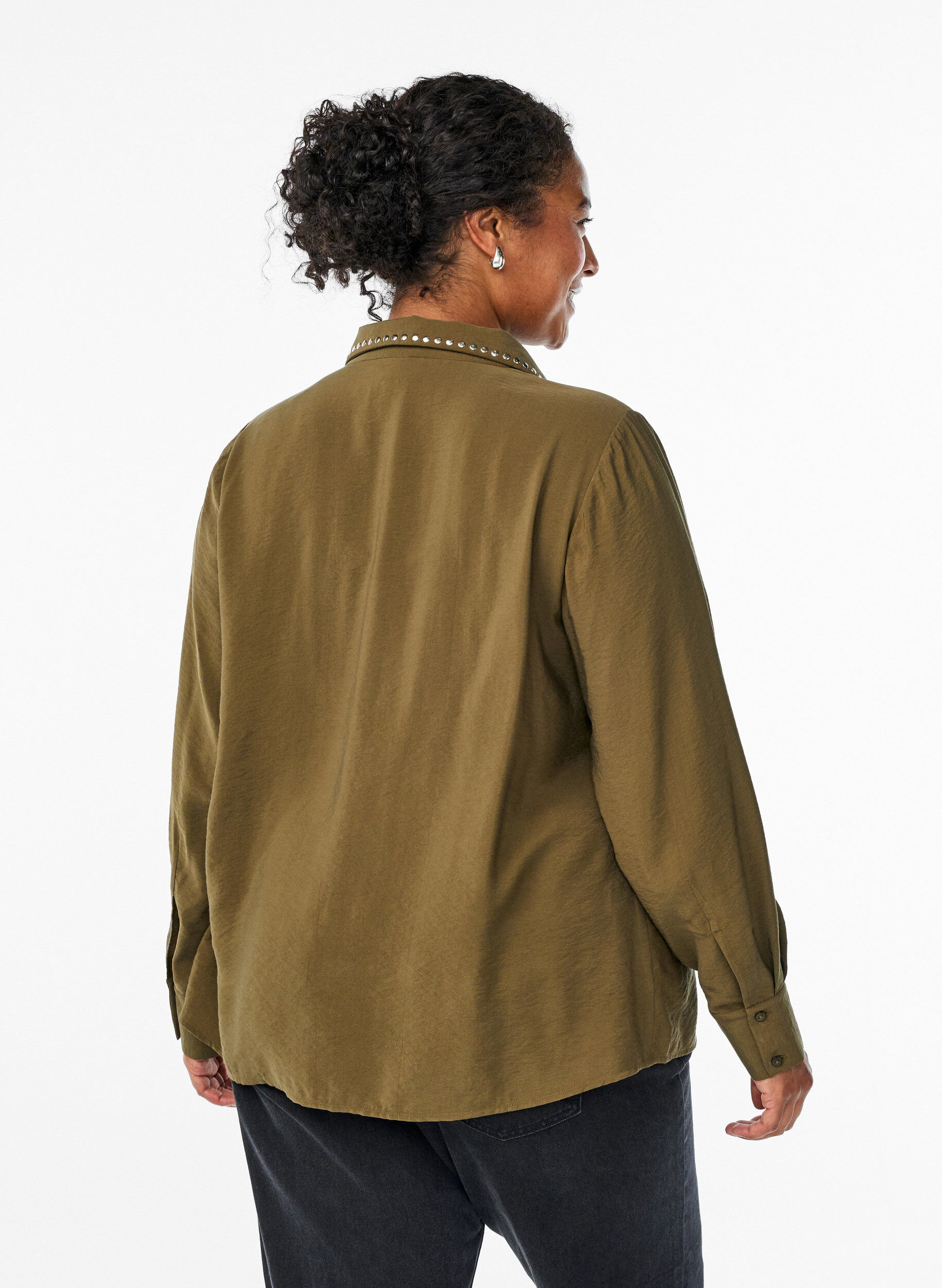 ZizziShirt met studs, Groen, Model image number 2