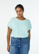 T-shirt &agrave; manches courtes en coton m&eacute;lang&eacute;, Turquoise, Model image number 0