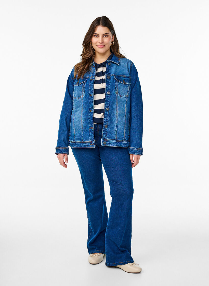 Denimjack met een klassieke snit, Blauw, Model image number 1