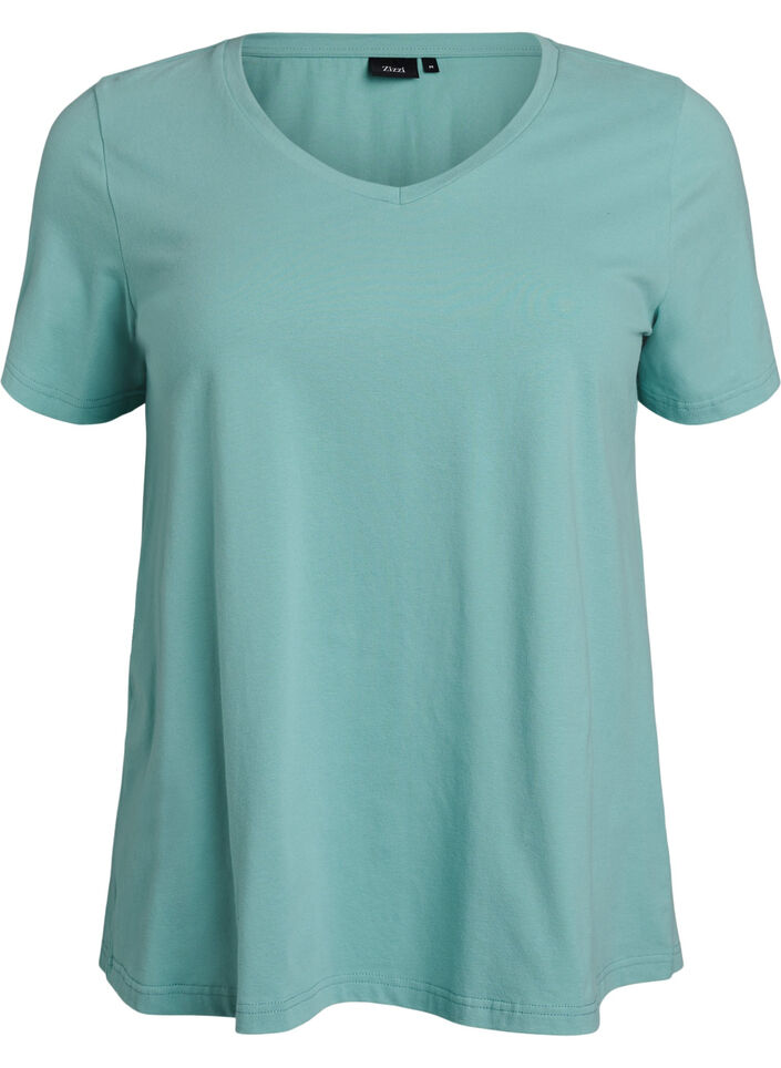 Effen basic katoenen T-shirt, Groen, Packshot image number 0