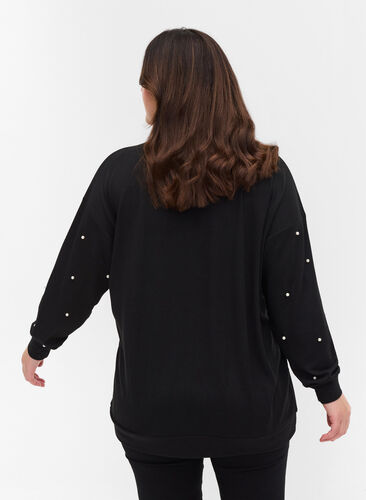 Pull en tricot avec perles, Black w. White Beads, Model image number 1