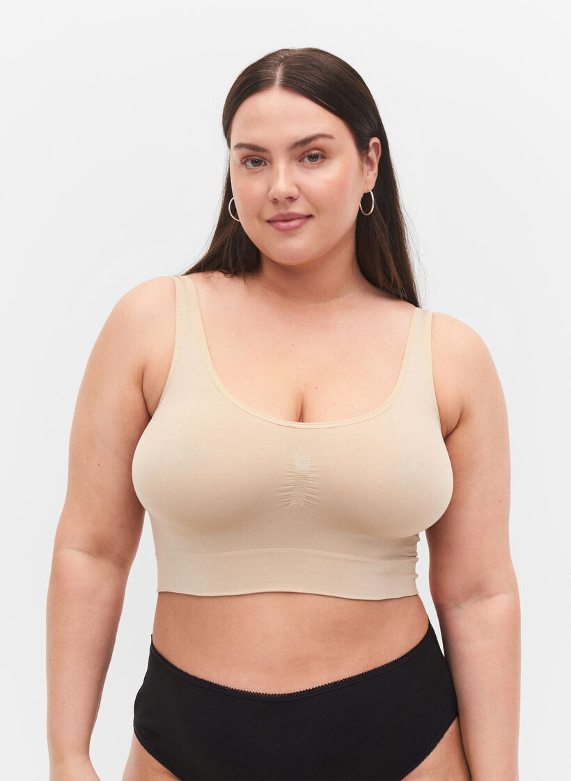 Zachte bh zonder vulling, Beige, Model image number 0