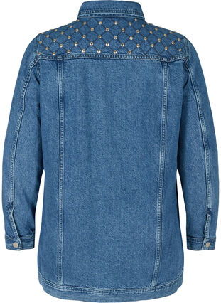 Veste en jean en coton avec rivets, Blue denim ASS, Packshot image number 1