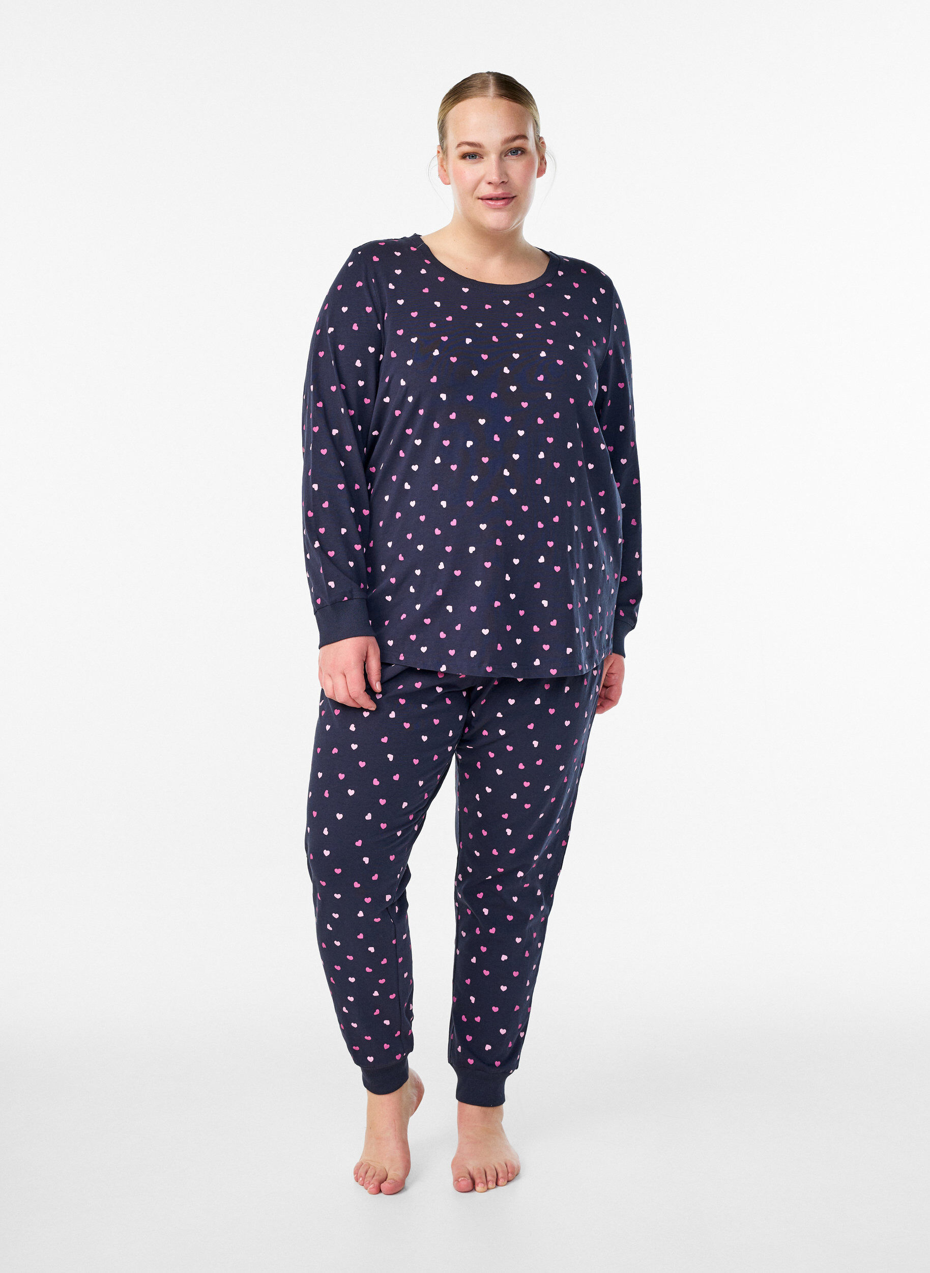 ZizziBedrukte pyjamabroek, Blauw, Model image number 0