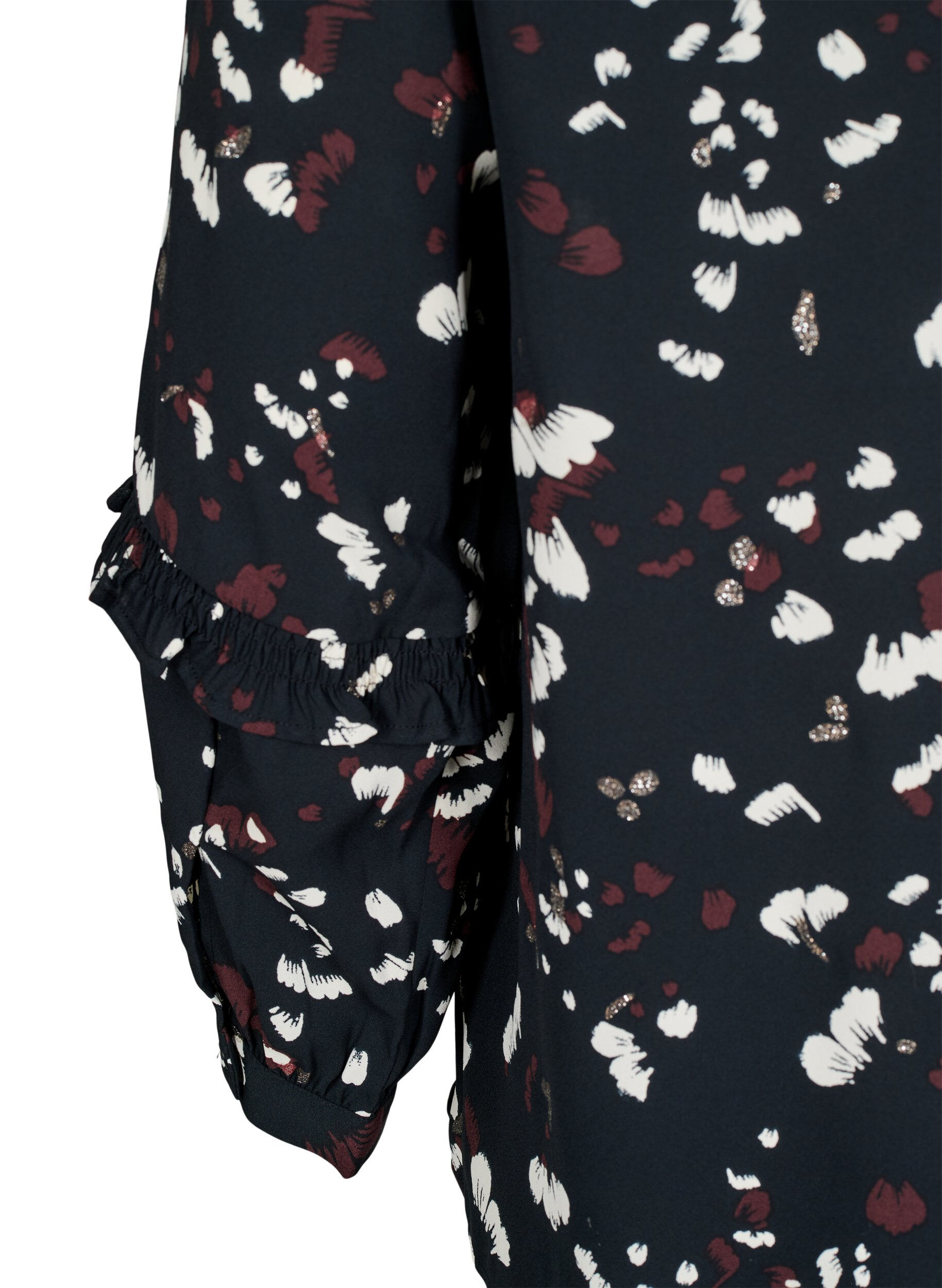 ZizziBlouse met print en ruchedetails, Zwart, Packshot image number 3