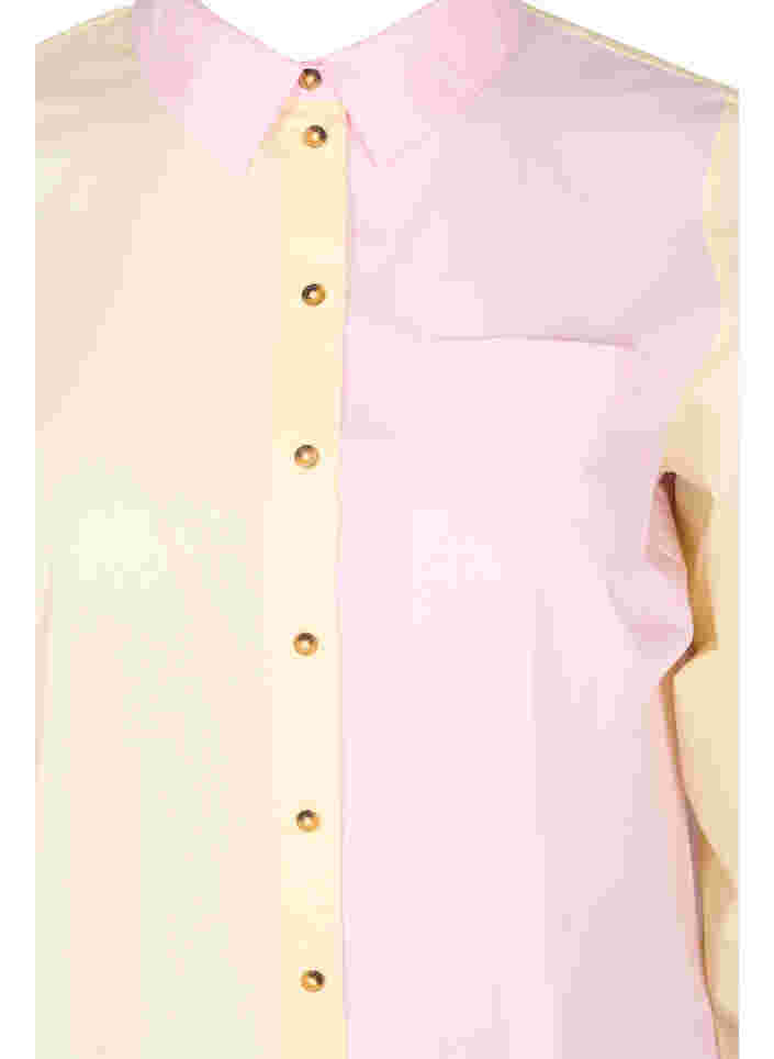 Lang katoenen overhemd met color-block, Popcorn/Pink, Packshot image number 2