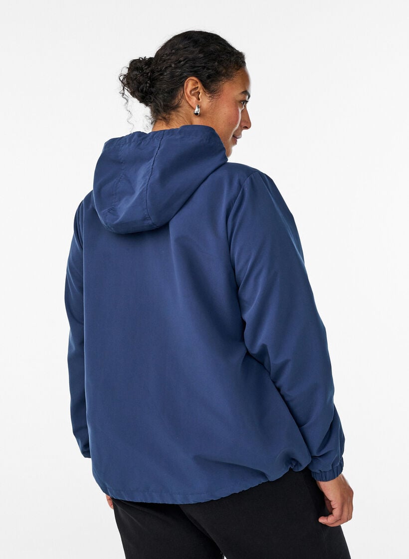 Lichtgewicht jas met een capuchon en ritssluiting, Blauw, Model image number 2