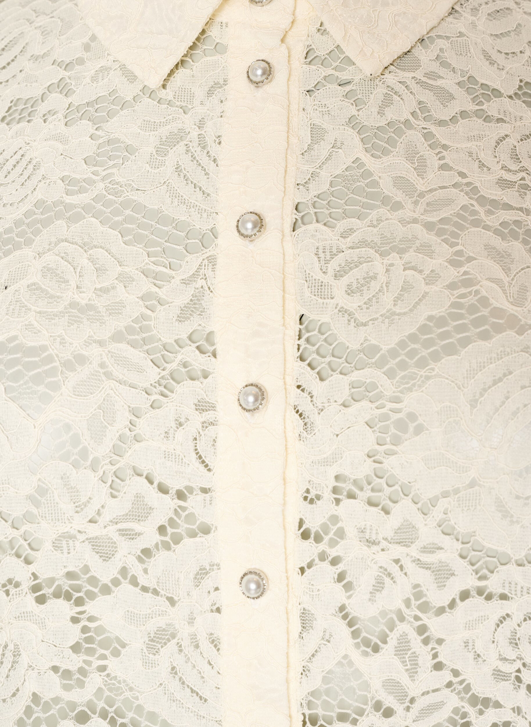 ZizziKanten shirt met parelknopen, Vanille, Packshot image number 2