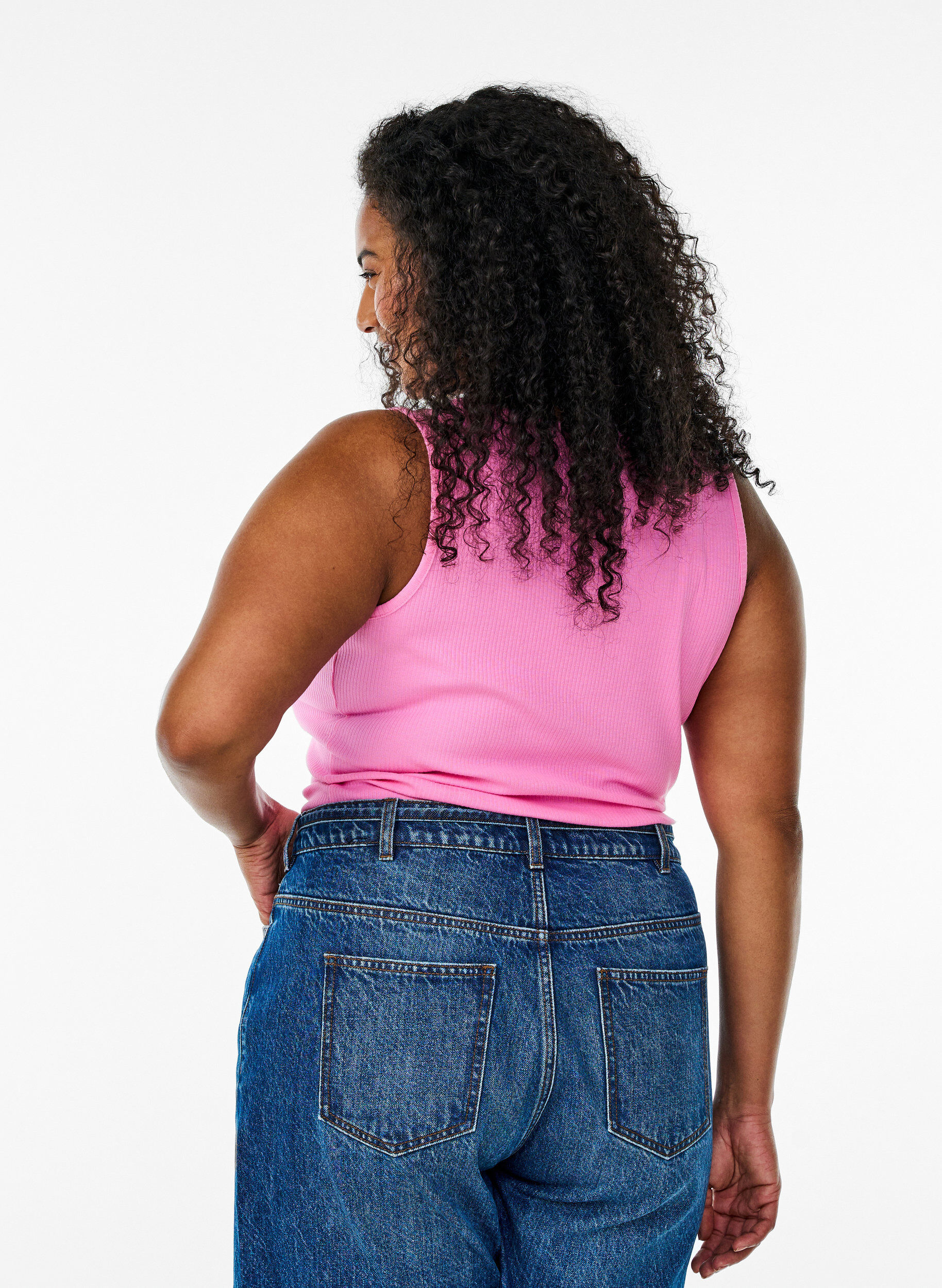 ZizziTanktop met strass steentjes en slanke pasvorm, Roze, Model image number 2