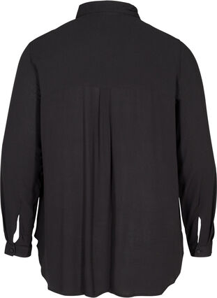 Viscose blouse met borstzakken, Black, Packshot image number 1