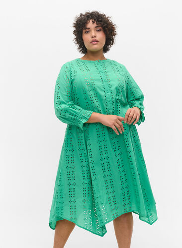 Robe en coton en broderie anglaise, Holly Green, Model image number 0