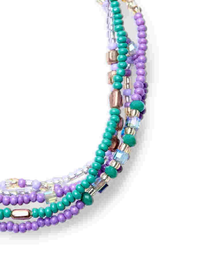 Lot de 5 bracelets en perles, Purple Mix, Packshot image number 1