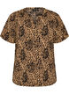 Blouse met korte mouwen en v-halslijn, Bruin, Packshot image number 0