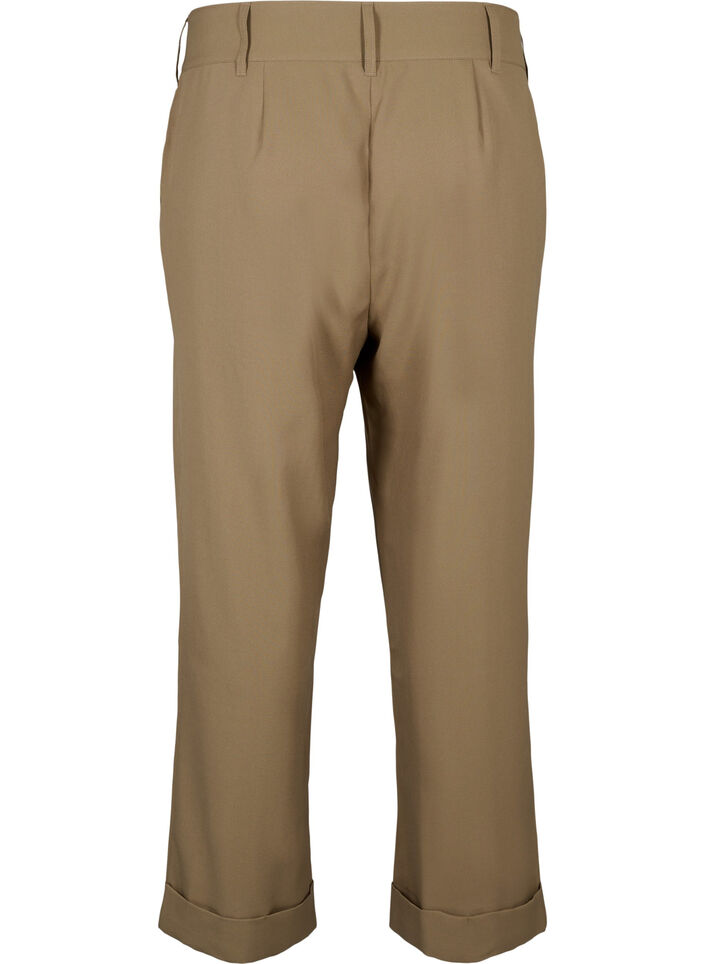 Broek met hoge taille en omslag, Petrified Oak, Packshot image number 1