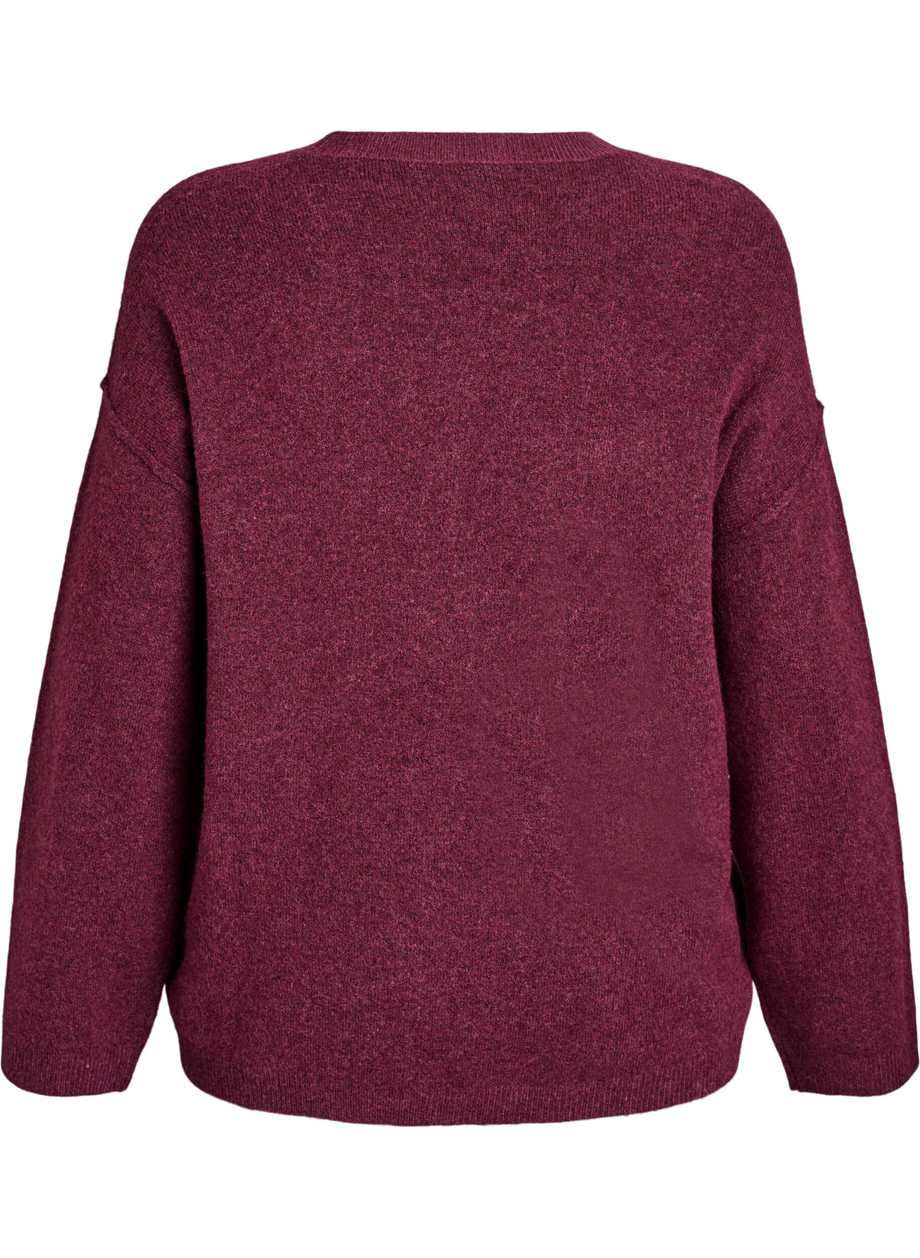 ZizziPull ample en maille avec coutures apparentes, Bordeaux fonc&eacute;, Packshot image number 1
