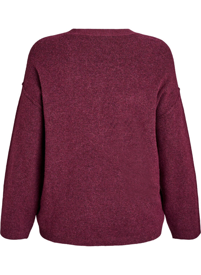 Pull ample en maille avec coutures apparentes, Bordeaux fonc&eacute;, Packshot image number 1