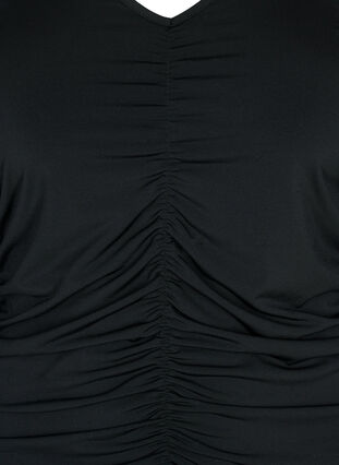 Blouse avec col en V et drapé, Black, Packshot image number 2
