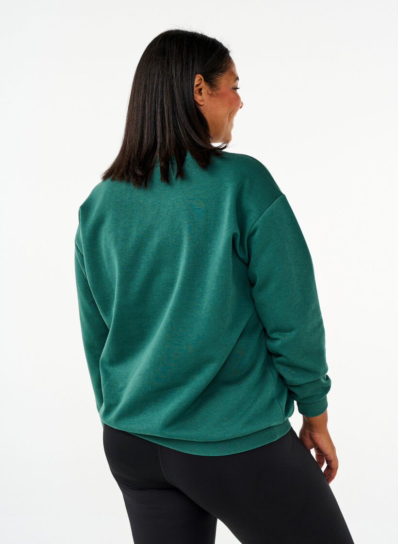 Sweatshirt met badstof tekst, Groen, Model image number 2