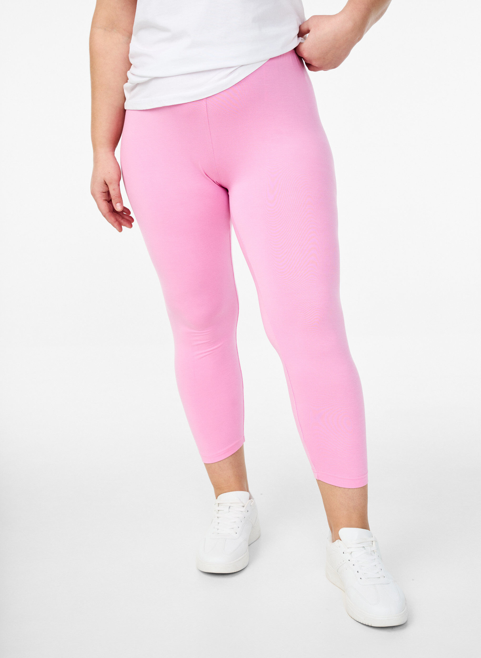 ZizziBasic 3/4-legging in viscose, Roze, Model image number 0