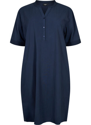 FLASH - Robe midi à manches courtes en coton, Navy Blazer, Packshot image number 0
