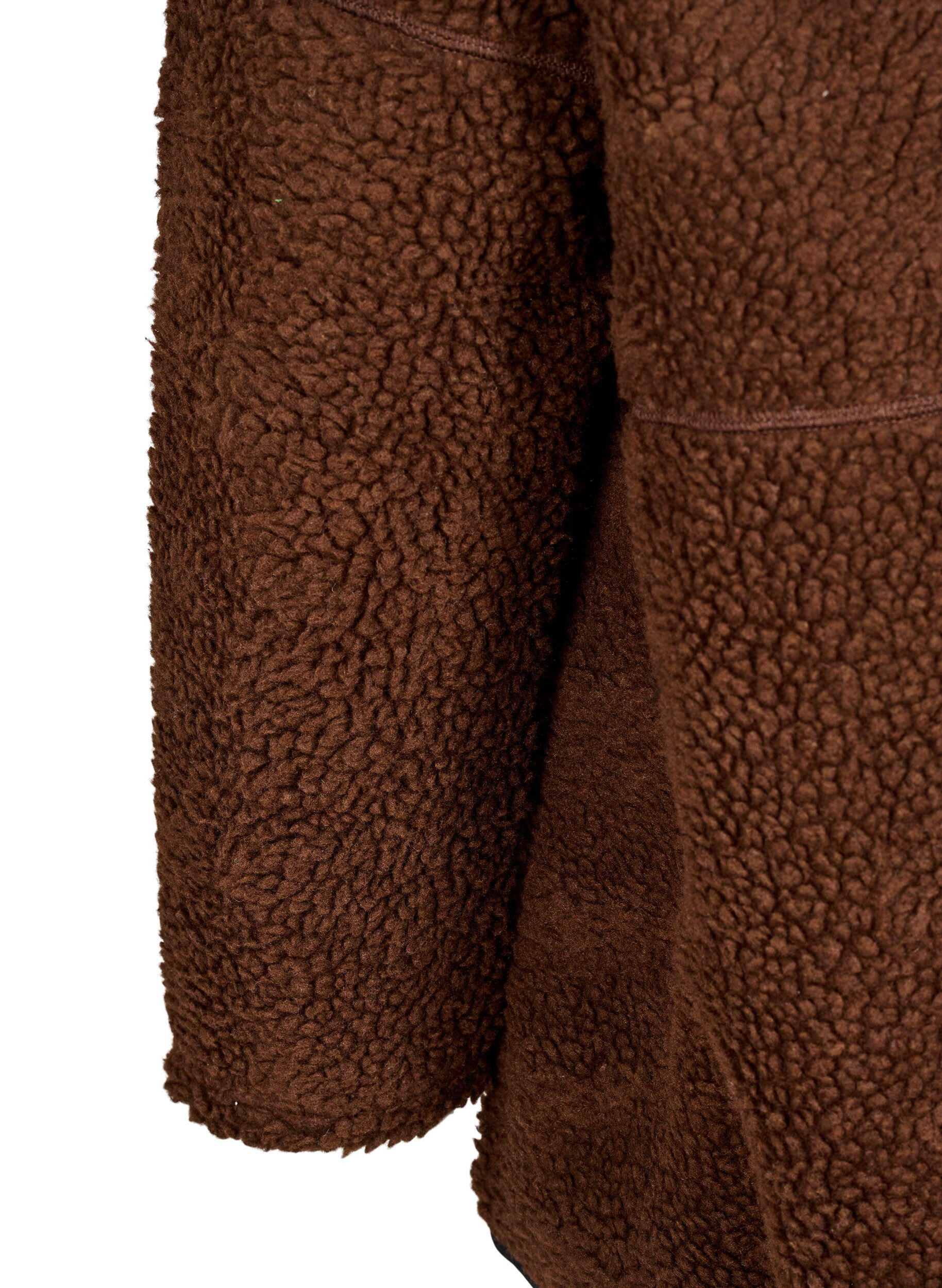 Zizzi Veste teddy sportive zipp&eacute;e, Marron, Packshot image number 3