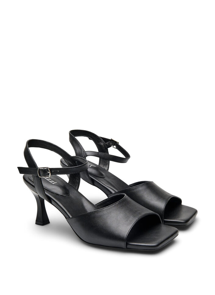 Pumps met een open teen en vierkante neus, Zwart, Packshot image number 1