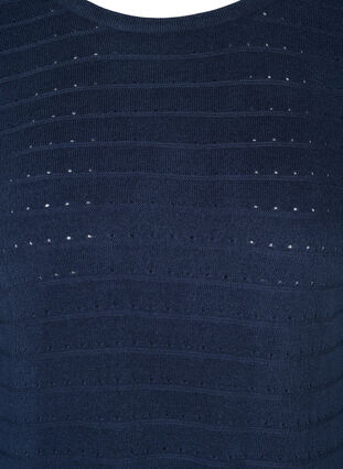 Gebreide top met gestructureerd patroon en ronde hals, Navy Blazer, Packshot image number 2