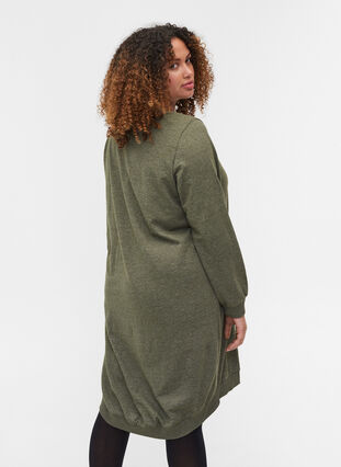 Robe pull chinée avec poches, Ivy Green, Model image number 1