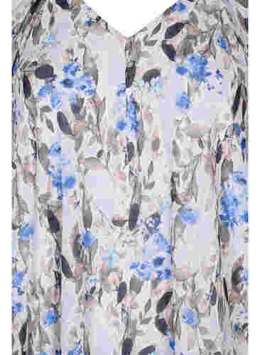 Blouse imprimée à manches courtes, Blue Flower AOP, Packshot image number 2