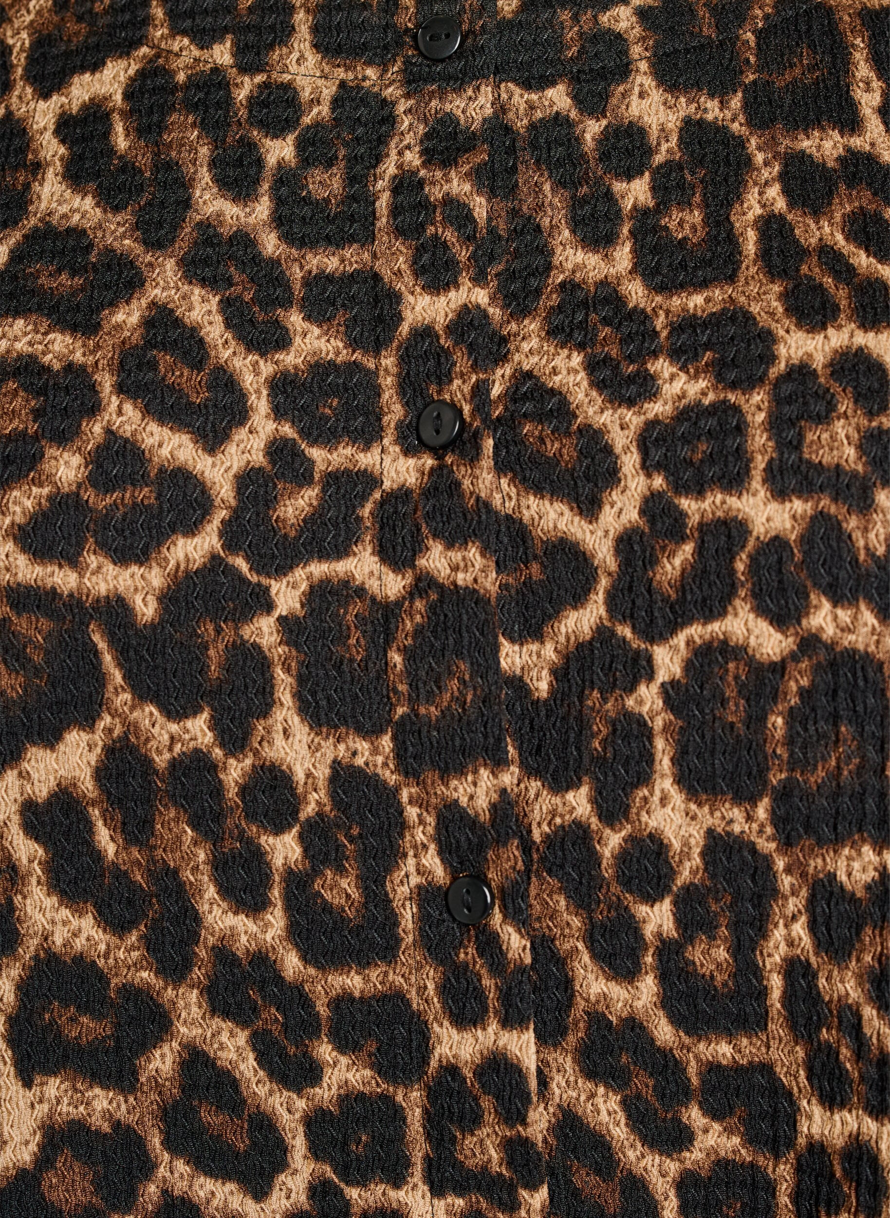 ZizziBlouse met korte mouwen, structuur en knoopsluiting, Zwart, Packshot image number 2