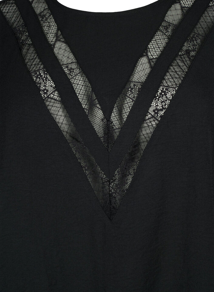 Blouse met lange mouwen en kant, Black, Packshot image number 2