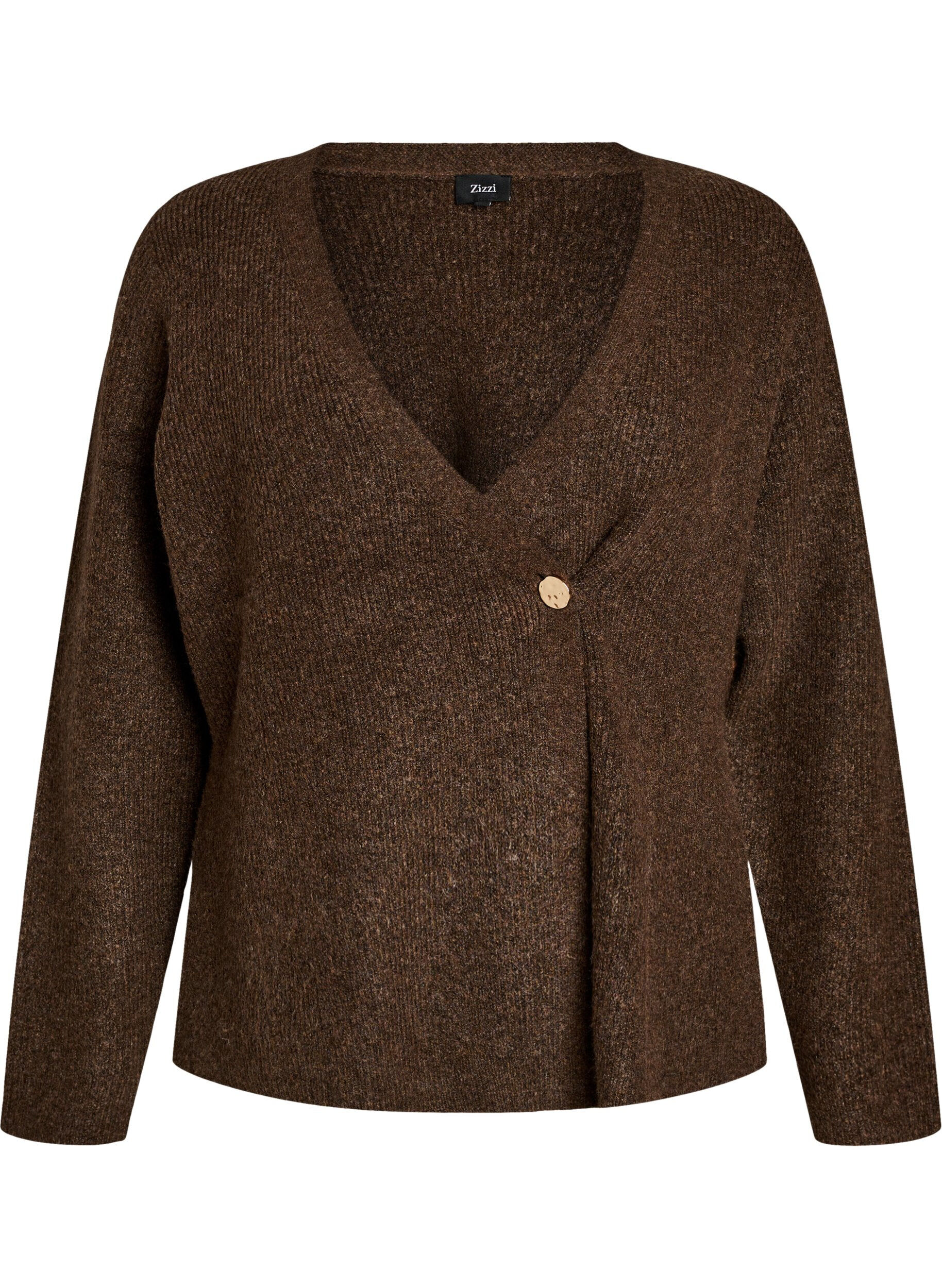 Cardigan en maille avec une fermeture asym&eacute;trique