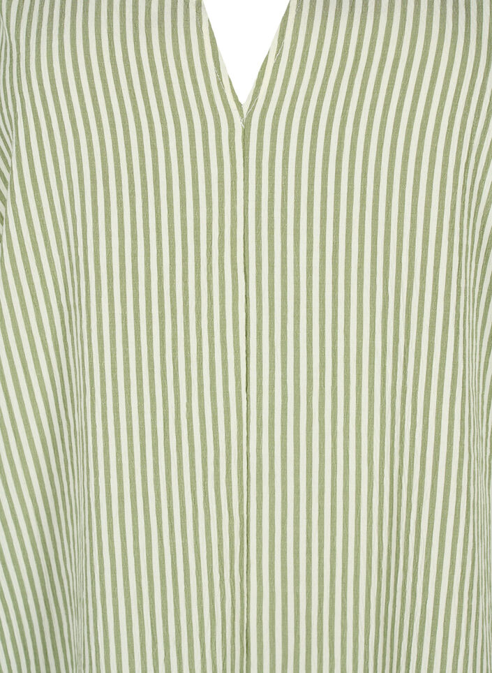 Gestreepte jurk met 3/4 mouwen, Green Stripe, Packshot image number 2
