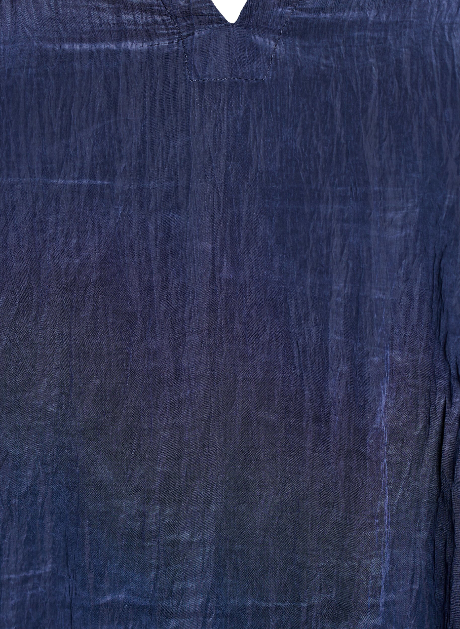 ZizziBlouse met V-hals en gekreukte textuur, Blauw, Packshot image number 2