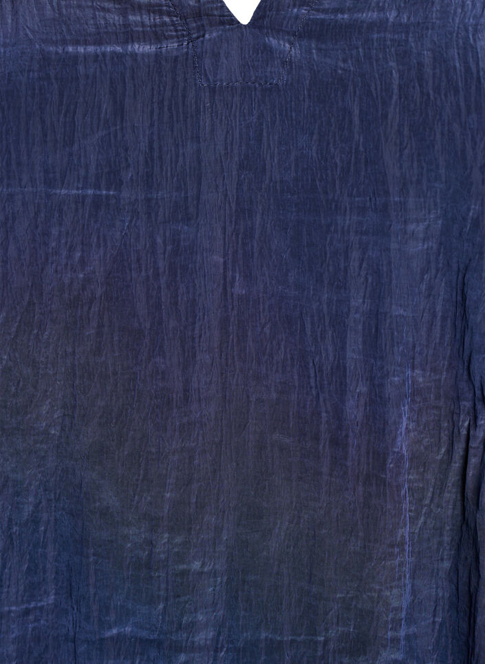 Blouse met V-hals en gekreukte textuur, Blauw, Packshot image number 2