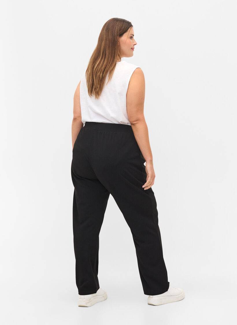 Pantalon ample avec bord &eacute;lastiqu&eacute;, Black, Model image number 1