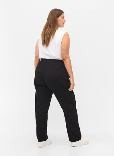 Pantalon ample avec bord élastiqué, Black, Model image number 1