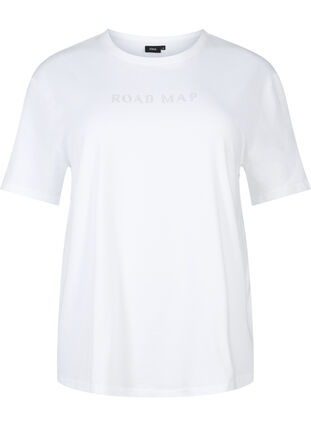 T-shirt in biologisch katoen met similistenen, White, Packshot image number 0